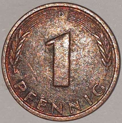 1985 D - 1 PFENNIG - ONE PFENNIG - GERMANY - FEDERAL REPUBLIC - (Copper Plated Steel)
